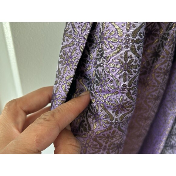 Wendy Bird Erin Fetherston Size 4 Sleeveless Purple Gold Cut Out Bow Dress - Picture 9 of 14